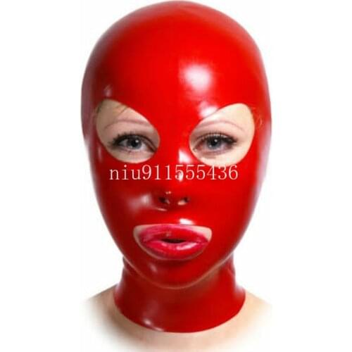 Handmade Red Latex Hoods Mask with Open Big Eyes Cosplay Latex Mask Custom Made