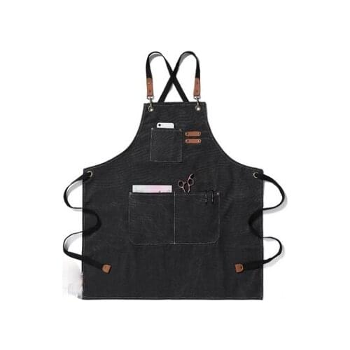 Summer Canvas Work Apron Denim Version Hairdressing Hairdresser Floral Barista Dropshipping
