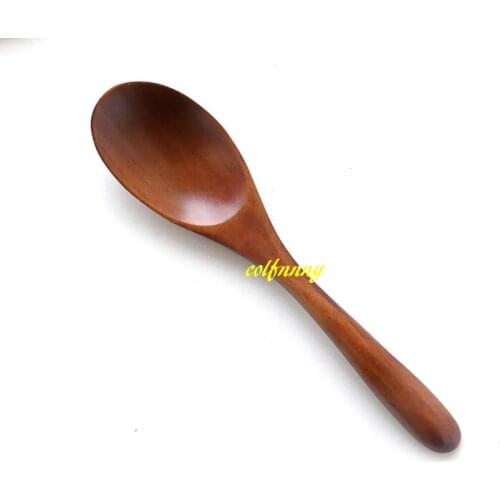 100pcs/lot Fast Shipping 17x3.5cm Japanese Style Natural Wooden Spoon Honey Tea Coffee Spoon Wood Tableware Long Spoons