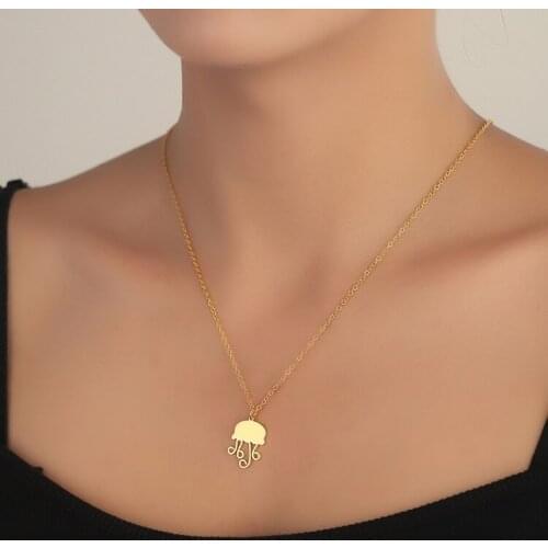 Cute Jellyfish Pendant Necklaces for Women Sea Animal Choker Sea Lover Jewelry Gifts