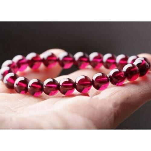 Fashion jewelry 8mm Genuine Natural Purple Red Garnet Crystal Women Round Beads Bracelet 9mm AAAA