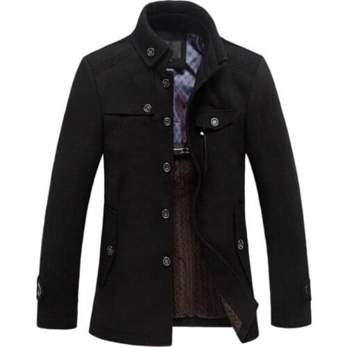 New Mens Wool Coats & Jackets Winter Single Breasted Mid-long Overcoat British Style Mens Windbreaker Casual Woolen Coat