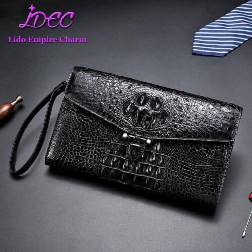 2020 new arrival high-end mens clutch luxury Crocodile leather envelope bag black color