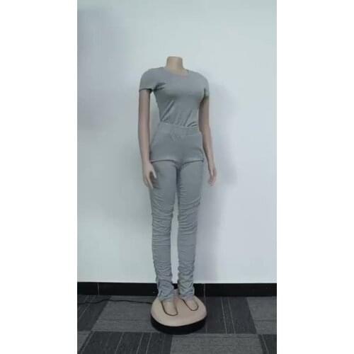 Custom New Arrival Womens Two Piece Set Clothing Women Plus Size Stacked Trousers Leggings Pants