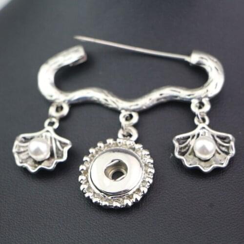 Wholesale New trendy Snap Button Brooches Diy Snap Pins Fit 18/12mm Metal Button Snap Jewelry EXZ002