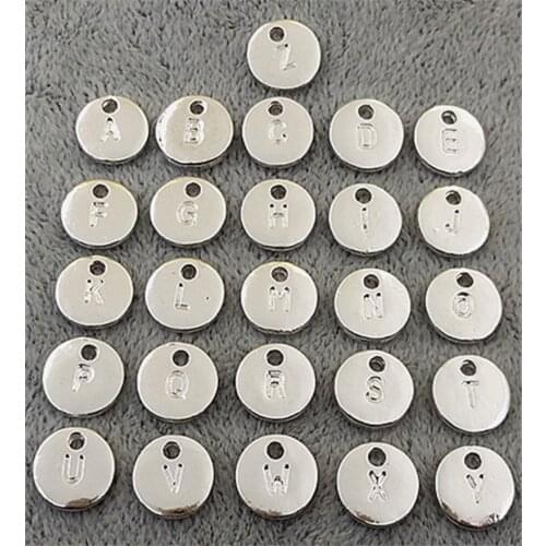 High Quality 100 Pieces/Lot 10mm Tag Charm Double Sided Captital Letter Gold Initial Alphabet Charms Pendant Wholesale A To Z