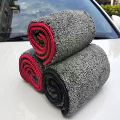 1200GSM Car Beauty Car Wash Microfiber Towel Double-sided Gray Fleece Towel Composite Absorbent Coral Quick-drying O3N7
