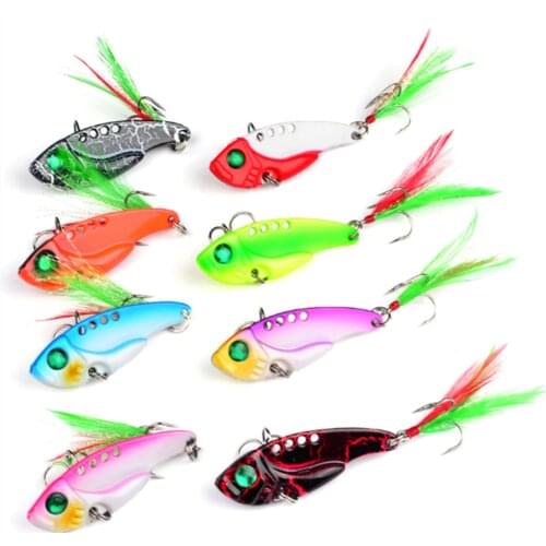 1Pcs Metal VIB Lures 5cm 11g vivid Vibrations Spoon Lure Fishing bait Bass Artificial Hard Bait Cicada lure VIB Bait 3D Eyes