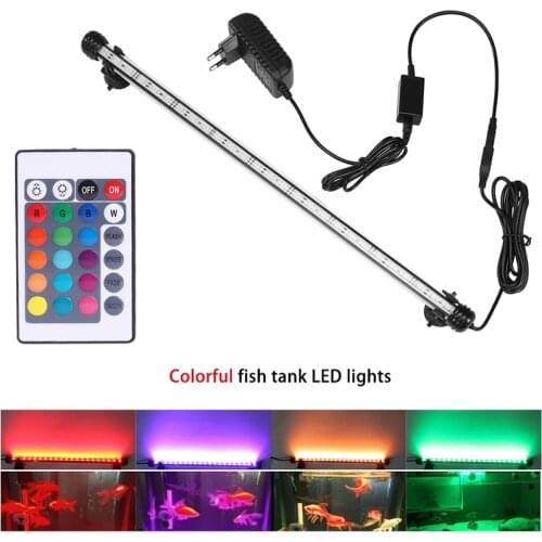 RGB Aquarium light 18-59cm Remote control diving lamp Colorful lamp 90-260v lamp for plants Fish tank essential Amphibious use