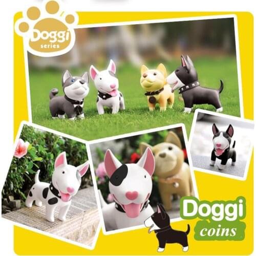 Luxury Dog Piggy Bank Cartoon Doggy Figurines Artware PU Huskies Money Box Leather Kid Cash Box Birthday Gift Free Shipping