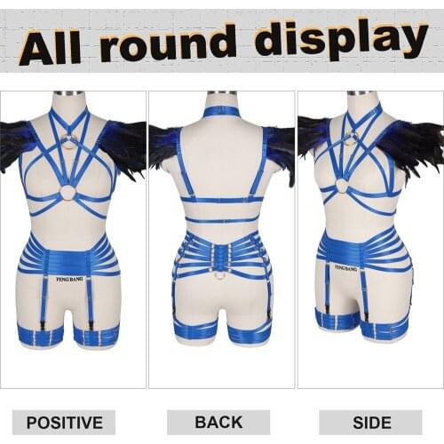 Sexy Corset Set Women Bdsm Bondage Belt Natural Feather Underwear Garter Belt Spandex Harness Bra Suspender Exotic Lingerie