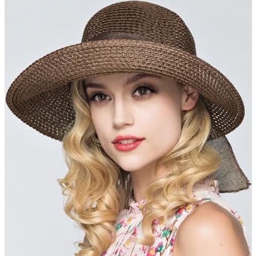 Women Summer Straw Hat Uv Protection Beach Hat Wide Brim Sun Panama Hat