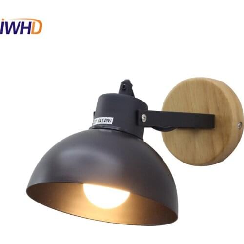 IWHD Simple Fashion Modern Wall Sconce Iron Wood LED Wall Light Fixtures For Aisle Home Indoor Lighting Bedside Wall Lamp