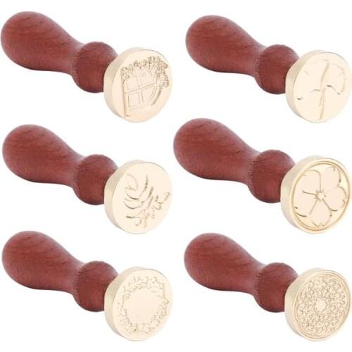 Antique Plant Wood Handle Metal Sealing Wax Stamps for DIY Craft Ancient Wedding Invitations Wax Seal Stamp Decor