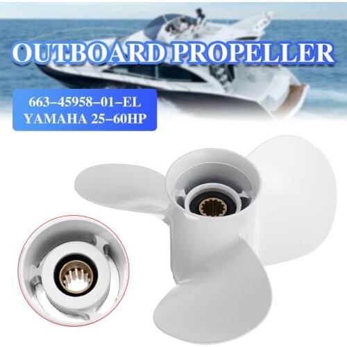 11 1/4 x 14 Boat Outboard Propeller For Yamaha 25-60HP 663-45958-01-EL Marine Propeller 13 Spline Tooth White Aluminum
