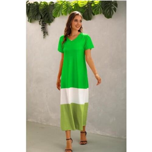 Foreign trade womens summer splicing short sleeve European and American dress