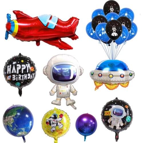 Outer Space Party Astronaut Rocket Space Ship Foil Balloon Galaxy/Solar System Theme Party Kids boy Birthday Decor latex balloon