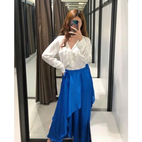 Spring, summer and autumn new personality womens irregular beach long skirt with big chiffon and thin legs skirt