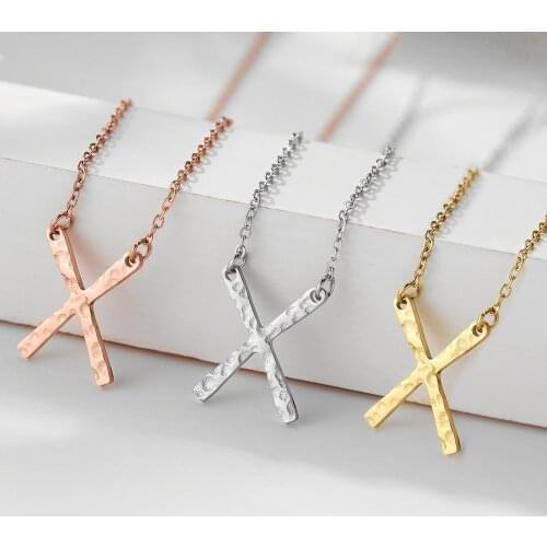 Simple Cross Choker Necklace for Women 316L Stainless Steel X Pendant Chain Necklace Statement Jewelry Gifts Collier Femme