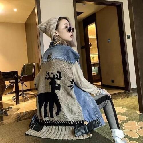 Cowboy Vest Coat Womens 2021 Spring And Autumn New Fashion Frayed Korean Loose Stitching Knitted Sleeveless Top Chaleco Mujer