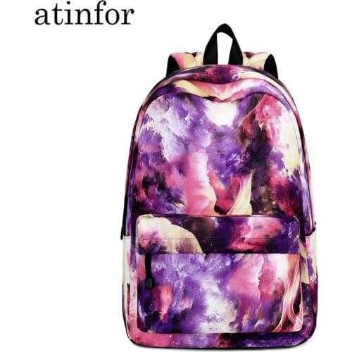 Atinfor Brand Fashion Waterproof Polyester Women Backpack Printing Female Daily Laptop Rucksack Girls College Bookbag