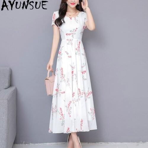 Summer Floral Chiffon Dress Women 2020 Elegant Long Dress Plus Size Korean Maxi Beach Dresses for Women Vestidos 10863-X KJ4826