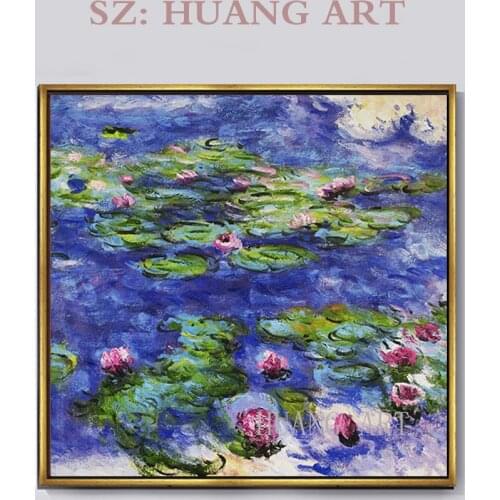 Famous Claude monets water lilies framed hand-painted oil painting impression and sprout gold frame adornment to decorate the s