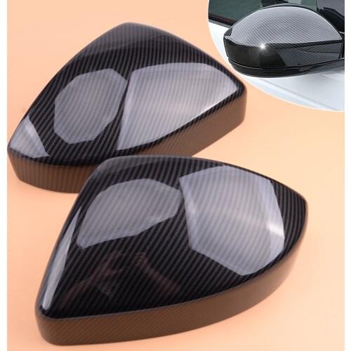 1 Pair ABS Carbon Fiber Texture Car Wing Rear View Mirror Cover Trim Cap Frame Bezel fit for Range Rover Velar 2017 2018