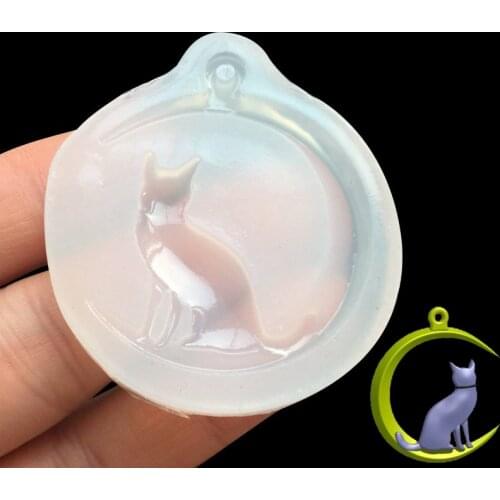 1pcs UV Resin Jewelry Liquid Silicone Mold Moon Cat Resin Charms pendant Necklace Lanugo Mold Resin Molds For DIY Jewelry