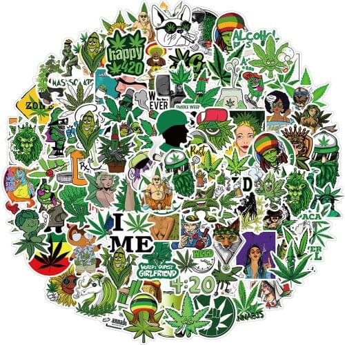 10/30/50/100PCS Funny Characters Leaves Weed Smoking Graffiti Stickers Skateboard Laptop Guitar Motorcycle Cool Decal Sticker