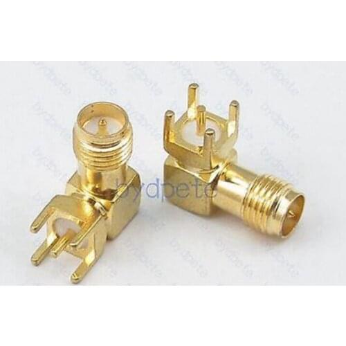 10pcs/lot RP-SMA female jack male pin right angle Panel PCB Mount Square 4.2mm Connector "