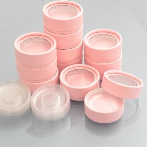 20pcs wholesale false eyelash packaging box customized logo free fake 3d mink lash boxes round faux cils pink eyelash case empty