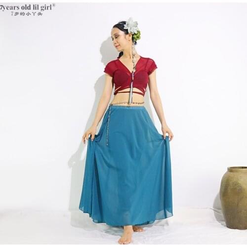 2019 Dancewear Belly Dancing Clothes Long Slit Skirts Full Circle Professional Chiffon 180 Degrees EZZ01-03