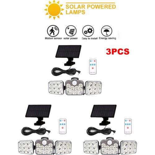 3pcs 138 led seperable remote Solar Light Outdoor Solar Spotlight Solar Lamps Motion Sensing Wall Lamp Outdoor Lighting Garden D