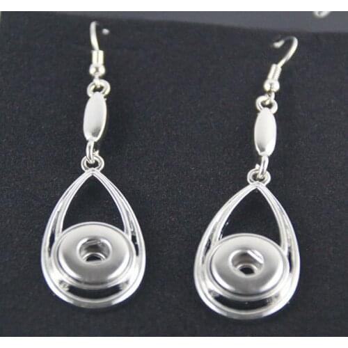 6pairs/lot Free Shipping New Desig DIY Silver Water Drop Snaps Button Drop Earring Snaps Jewelry Fit Size12mm Buttons For Women