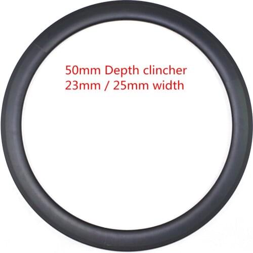 700C Carbon rims road carbon rim 23mm/25mm width 50mm depth clincher road wheelset matt carbon road rims 1 pcs