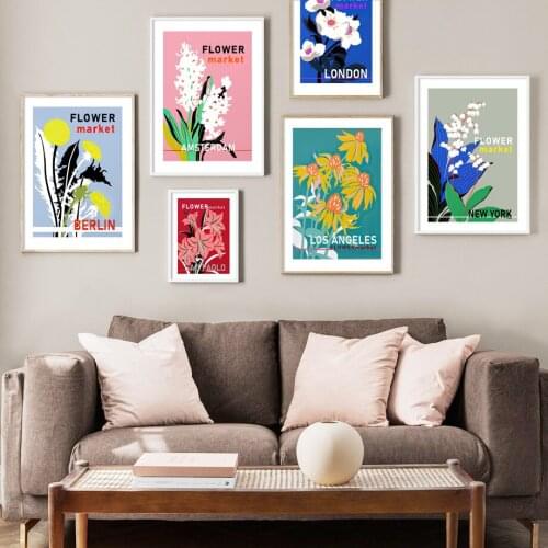 Abstract Flower Market New York Botanical Wall Art Posters And Prints Canvas Painting Pictures For Living Room Home Decoration