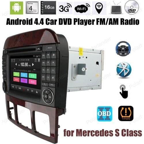 Android4.4 Car DVD Quad Core touch screen radio For M/ercedes S Class Support BT 3G WiFi Mirror Link DTV DAB TPMS OBDII GPS