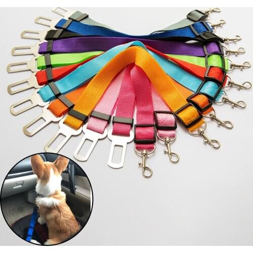Pet Dog Cat Car Seat Belt Adjustable Harness Seatbelt Lead Leash for Small Medium Dogs Travel Clip Pet Supplies 9 Color
