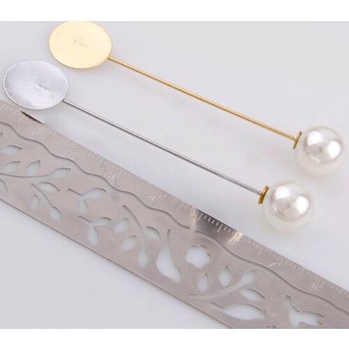 New Luxury Gold & Silver Plated Simulated Pearl Alloy Copper Long Brooch Pin DIY Lapel Dress Jewelry Brooches Accessories