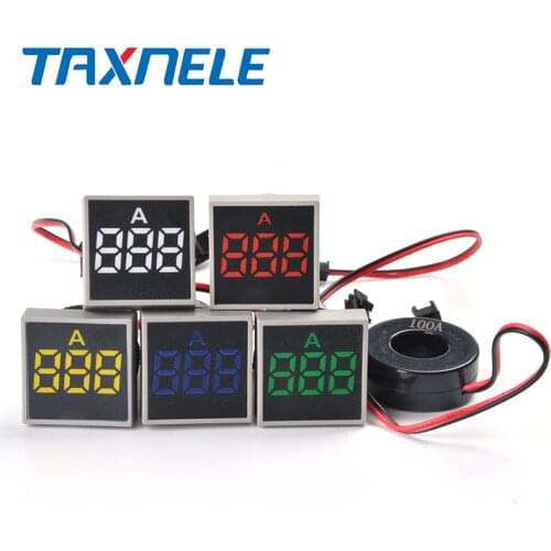 22MM Digital Ammeter 0-100A AC380V Square Panel Current Meter Indicator Led Signal Lamp Pilot Light Ammeter