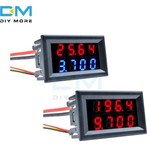 4 Digital Display DC 0-200V 10A 0.28" 0.28 Inch LED Voltmeter Ammeter Red+Blue LED Voltage Current Tester Meter For Car