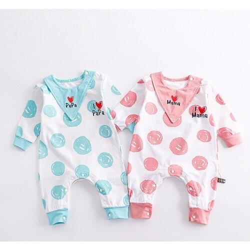 "i love PaPa& MaMa " long sleeves baby Rompers girl boy Climb clothes summer