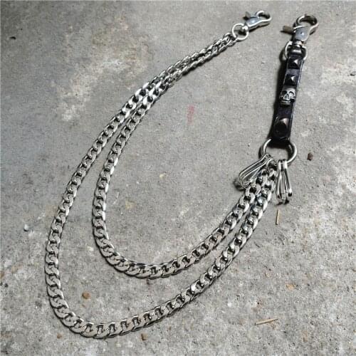 Long Metal Wallet Belt Chain Rock Punk Trousers Hipster Pant Jean Keychain Silver Ring Clip Keyring Mens HipHop Jewelry BL81