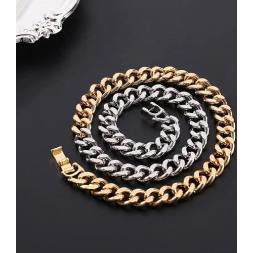 5mm Two-Tone Half-Gold Half-Silver Cuban Chain Necklace for Women Men High Quality Stainless Steel Smooth Thick Vintage Jewelry