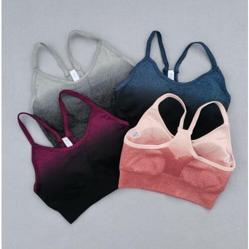 Ombre Seamless Sports Bra Women High Impact Yoga Bra Padded Push Up Brassiere Workout Woman Gym Fitness Bra Tops Sport Top