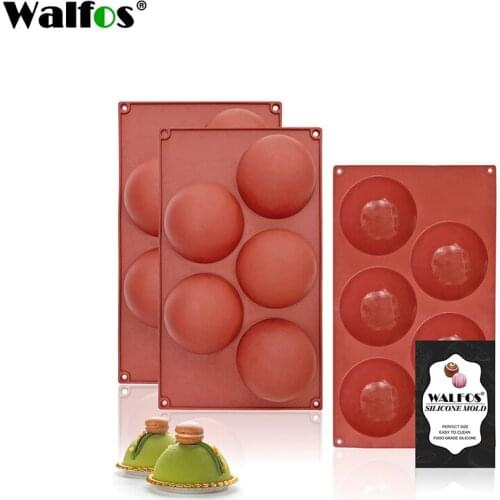 Walfos Large 6-Cavity Semi Sphere Silicone Mold Half Sphere Silicone Baking Molds for Making Chocolate Cake Jelly Dome Mousse