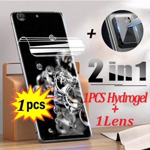 2-In-1 Hydrogel Film for Samsung Galaxy S21 Ultra Plus Soft Fiber Camera Lens Screen Protectors on Samsung S20 Ultra Plus FE