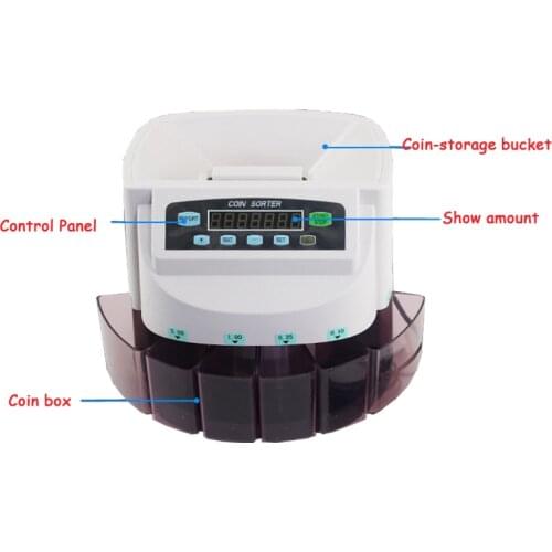 HSPOS Mixed Coin Value Sorter Multi Currency Coin Counter Coins Counting Machine HS-9200
