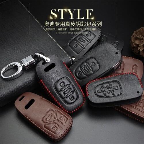 Leather Car Case Cover Protective Shell For Audi C6 A1 A3 Q3 A4 A5 Q5 A6 C7 C8 S3 S5 S6 A7 B6 B7 B8 8P 8V 8L TT RS3 A8 Keychain